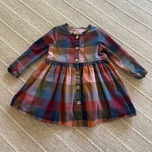 Pink Chicken Girls Harvest Plaid Button-Front Dress Sz 3
